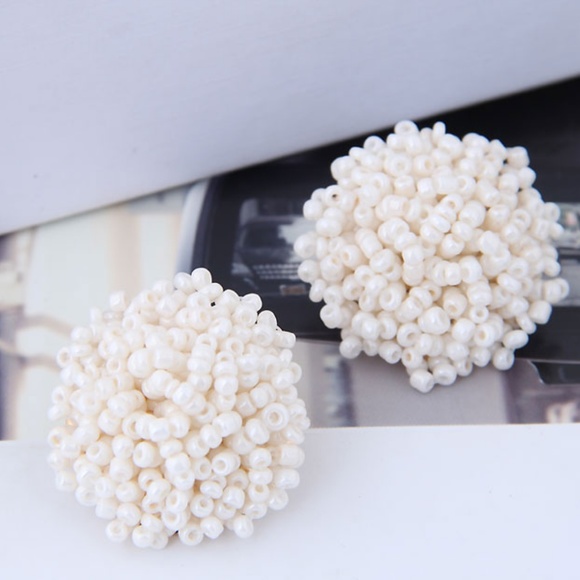 Jewelry - Janelle | White Beaded Statement Earrings